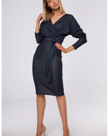 Rochie bodycon midi imprimata,, Negru