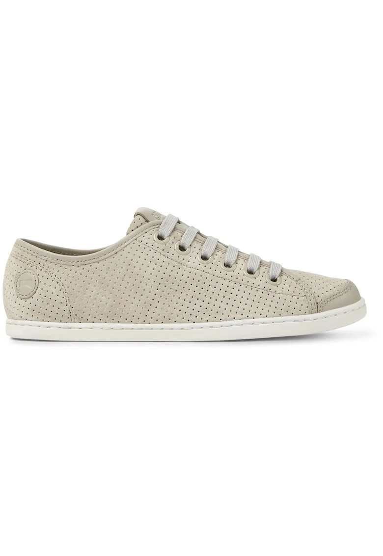 Pantofi sport de piele nabuc cu perforatii UNO, Gri