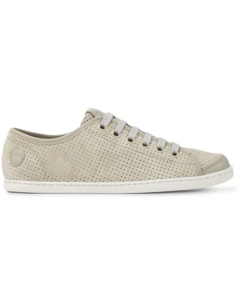 Pantofi sport de piele nabuc cu perforatii UNO, Gri