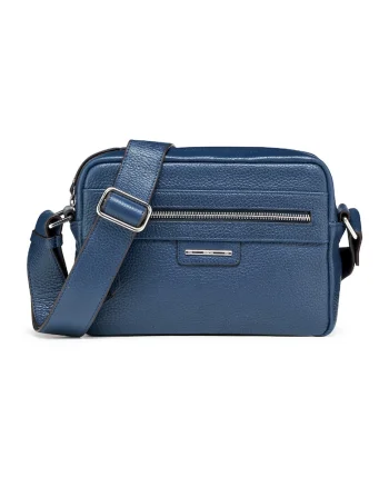 Geanta crossbody din piele Blandine, Albastru inchis