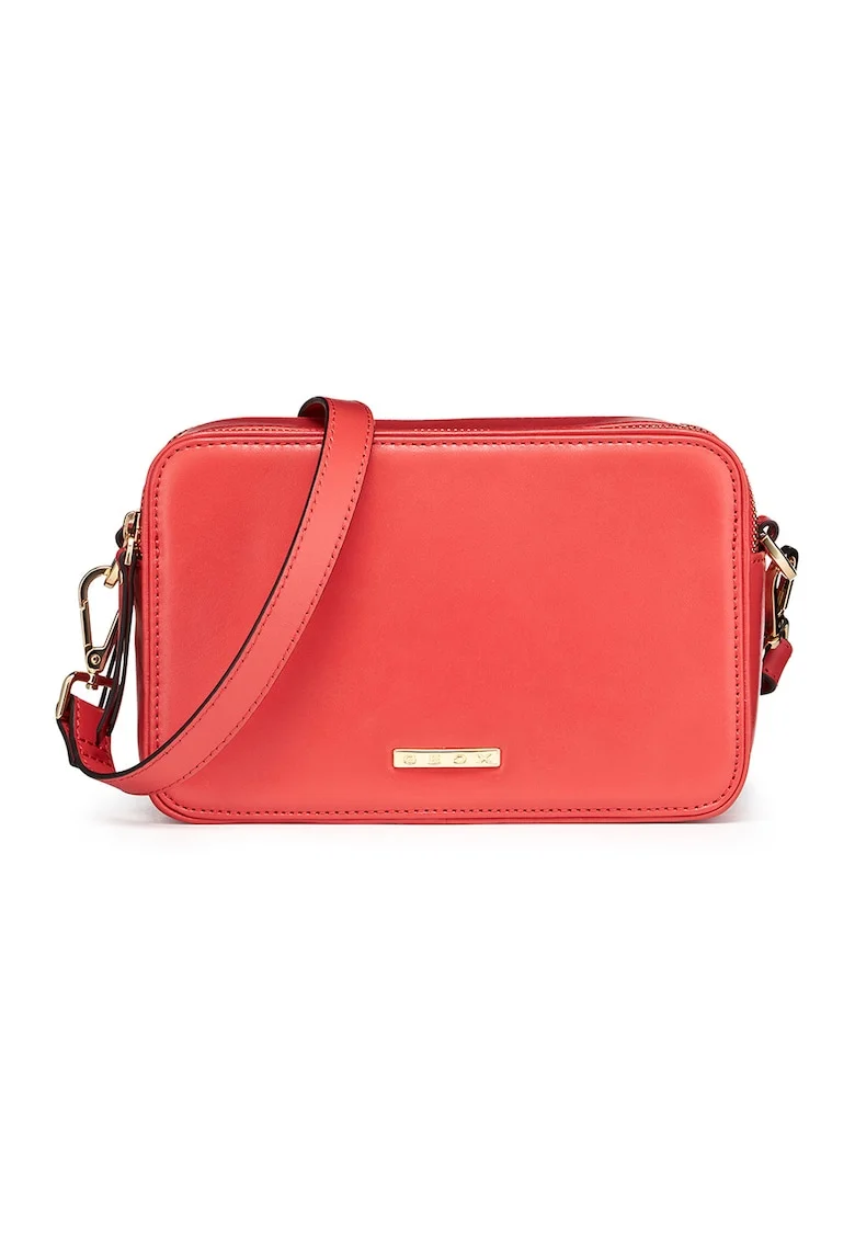 Geanta crossbody de piele cu doua compartimente, Coral