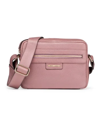 Geanta crossbody din piele Blandine, Roz deschis