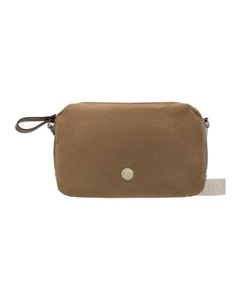 RYLKO, Geanta crossbody din piele si piele intoarsa, Maro