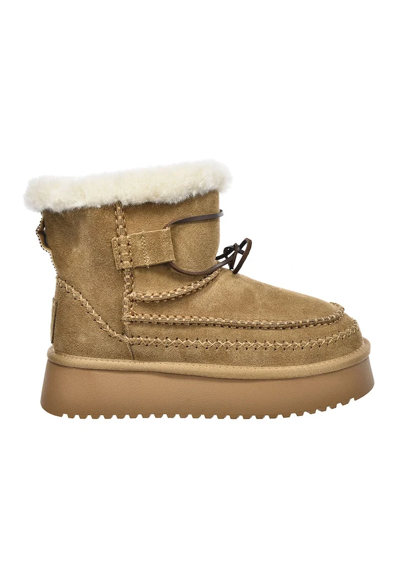 Ghete slip-on de piele intoarsa, Maro camel