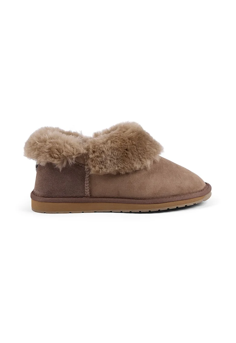 Ghete slip-on de piele intoarsa, Maro inchis