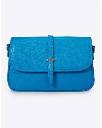 Geanta crossbody din piele cu clapa, Albastru