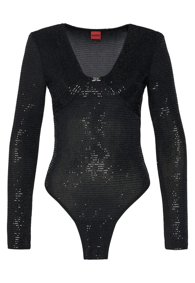 Body de dama  negru, fabricat din material elastic