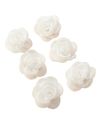 Set 6 agrafe de par elegante pentru fetite,  floare organza, Alb