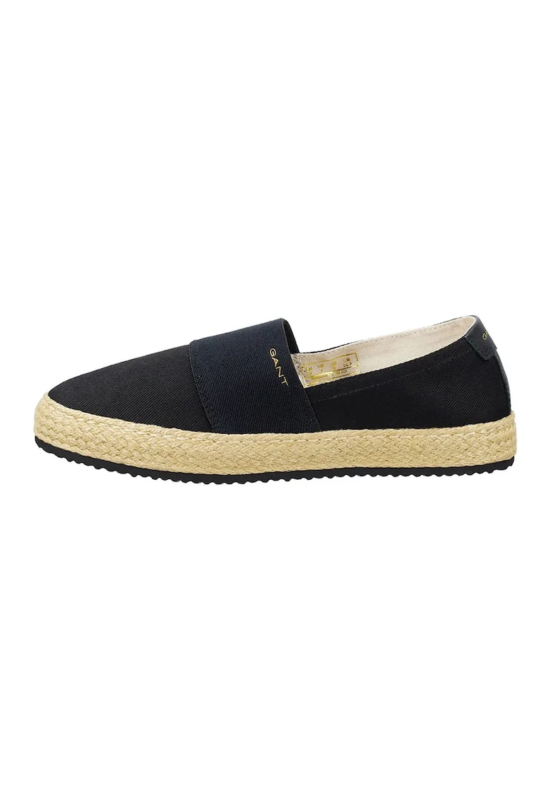 Espadrile slip-on din panza Raffiaville, Negru/Bej