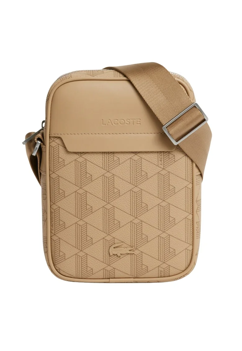 Geanta crossbody de piele ecologica cu logo, Bej