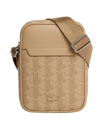 Geanta crossbody de piele ecologica cu logo, Bej