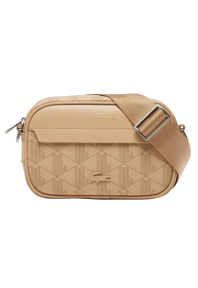 Geanta crossbody de piele ecologica cu logo, Bej