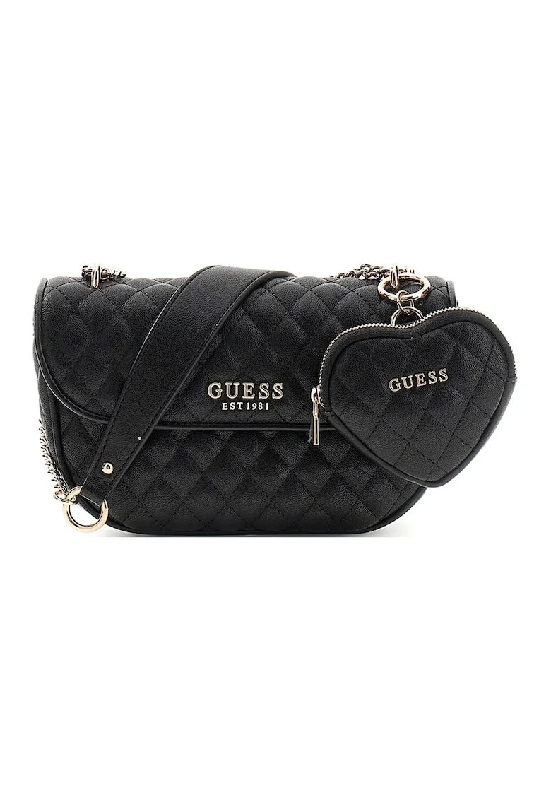 Geanta crossbody cu aspect matlasat Atabey, Negru