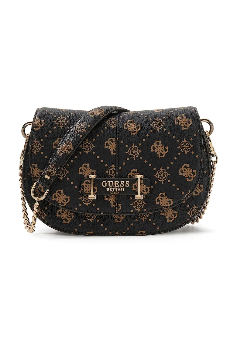 Geanta crossbody din piele ecologica cu bareta detasabila Carrie, Negru/Bej