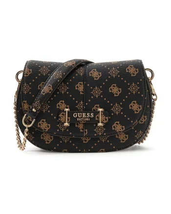 Geanta crossbody din piele ecologica cu bareta detasabila Carrie, Negru/Bej