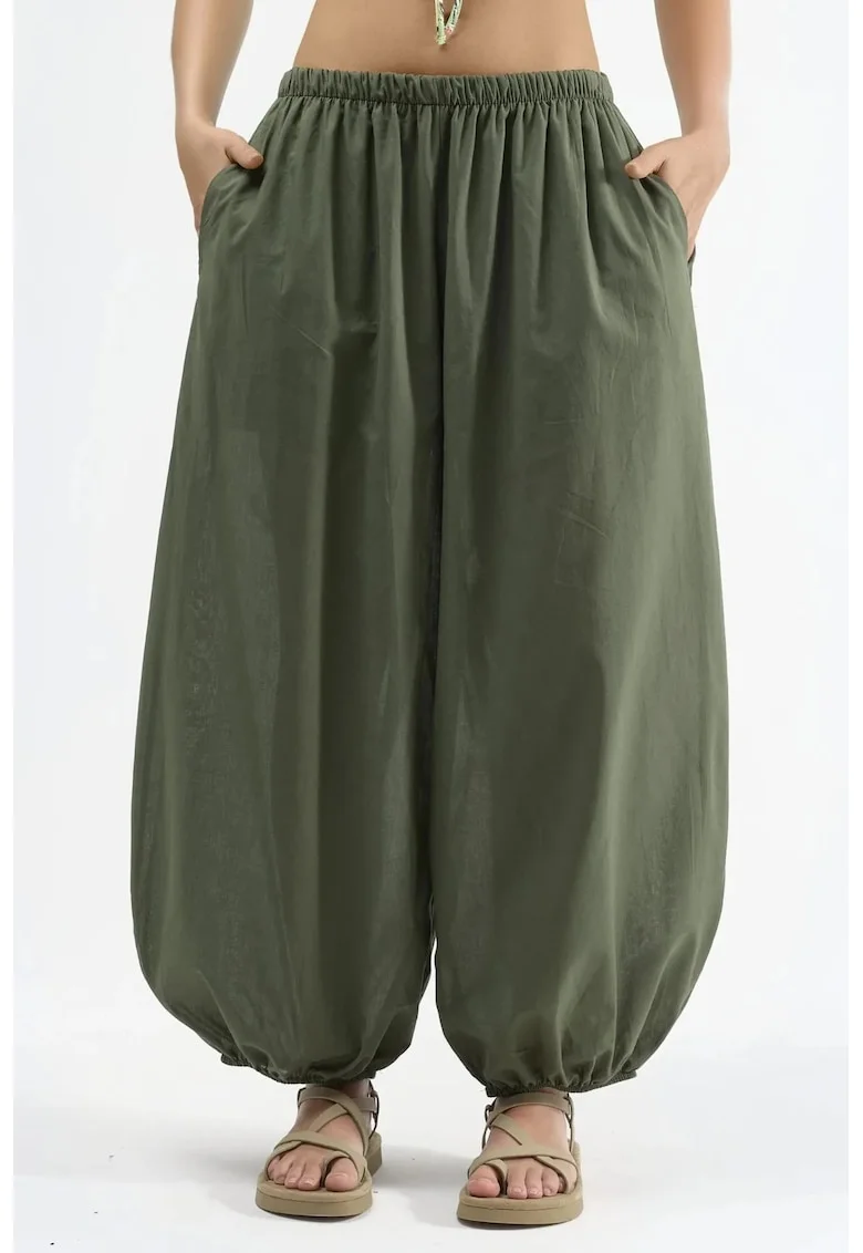 Pantaloni pentru dama,  Kaki, Talie elastica