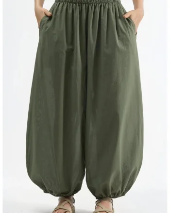 Pantaloni pentru dama,  Kaki, Talie elastica