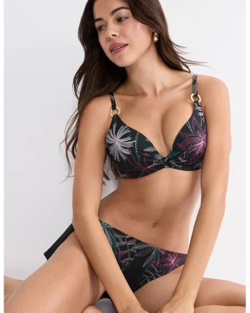 Sutien de baie Summer Tropics, Verde/Negru/Fucsia