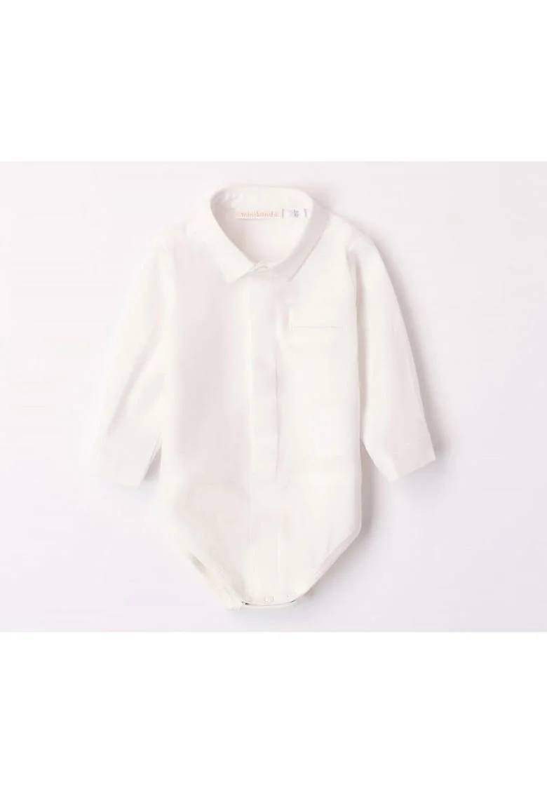 Body camasa pentru bebe baiat,  3.7653, Alb Natural