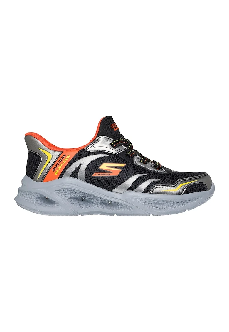 Pantofi sport Meteor slip-ins cu LED-uri, Negru/Portocaliu/Argintiu