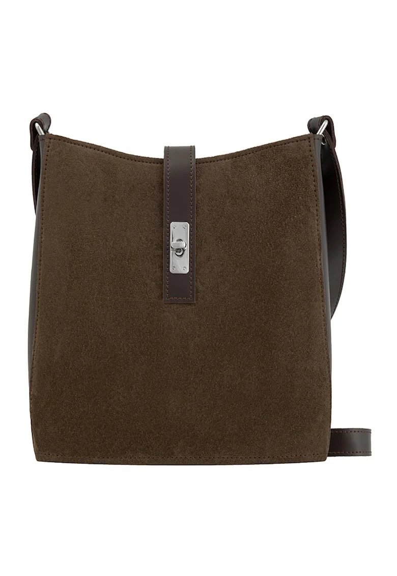 Geanta crossbody de piele si piele intoarsa