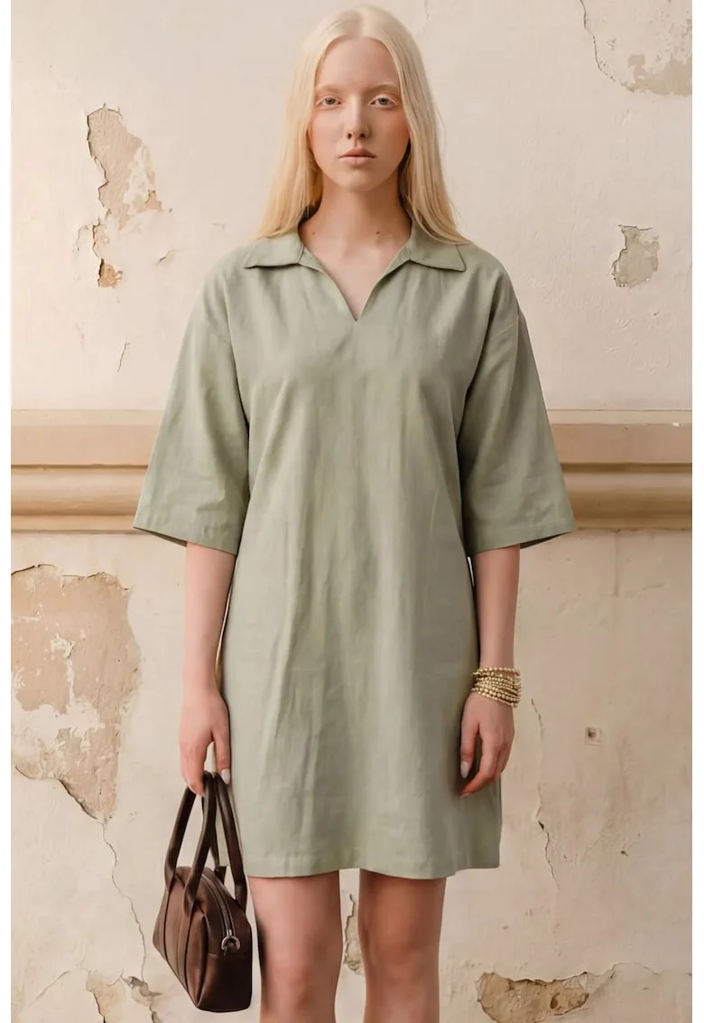 Rochie Mini,  Guler Polo, Verde, In