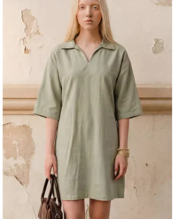 Rochie Mini,  Guler Polo, Verde, In