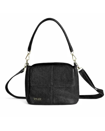 Geanta crossbody pentru femei  FL50 CASSIA – piele naturaladwqfwq – curea de umar reglabila, Negru