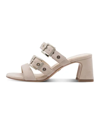 Sandale slip-on din piele intoarsa, Maro taupe deschis