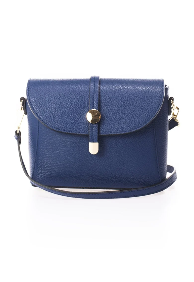 Geanta crossbody din piele cu bareta detasabila, Albastru