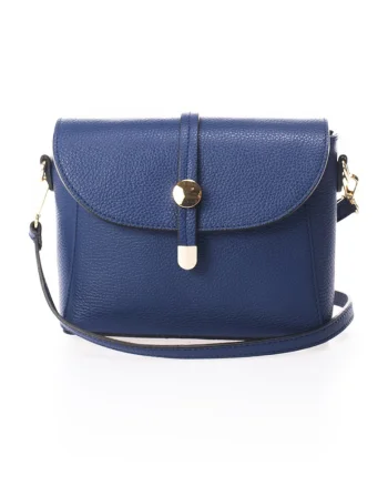 Geanta crossbody din piele cu bareta detasabila, Albastru
