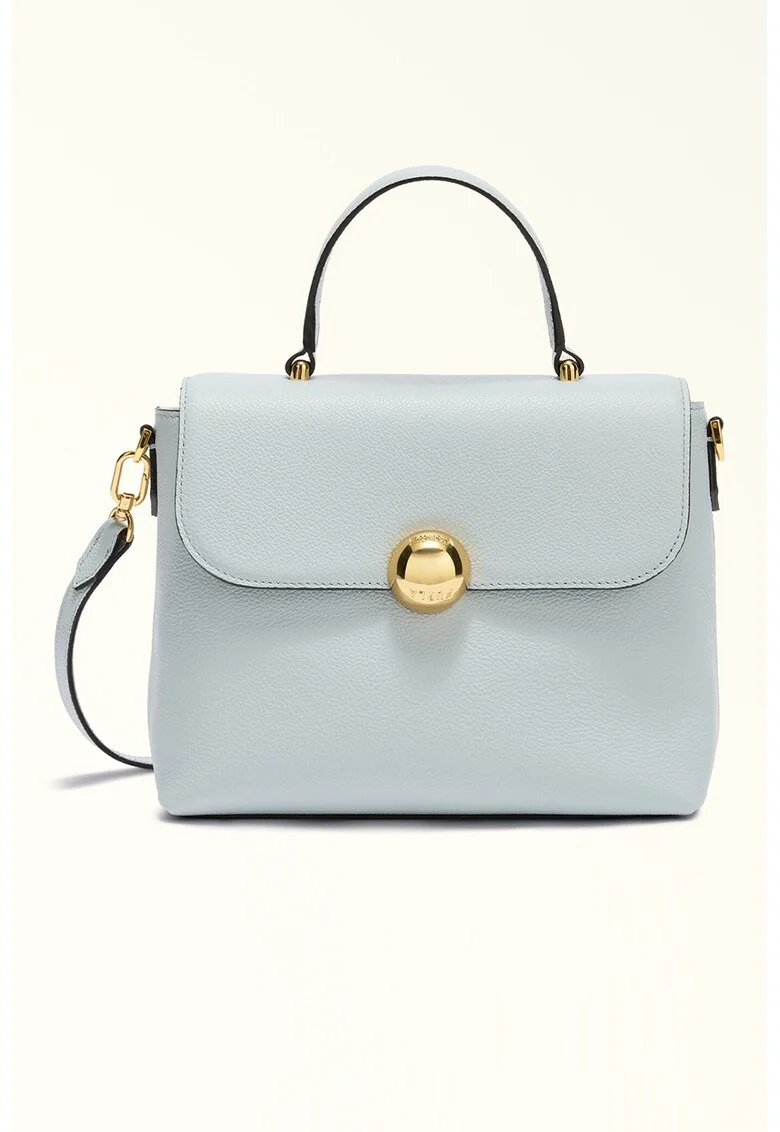 Geanta crossbody din piele cu maner fix Moonlight, Negru/Albastru azur