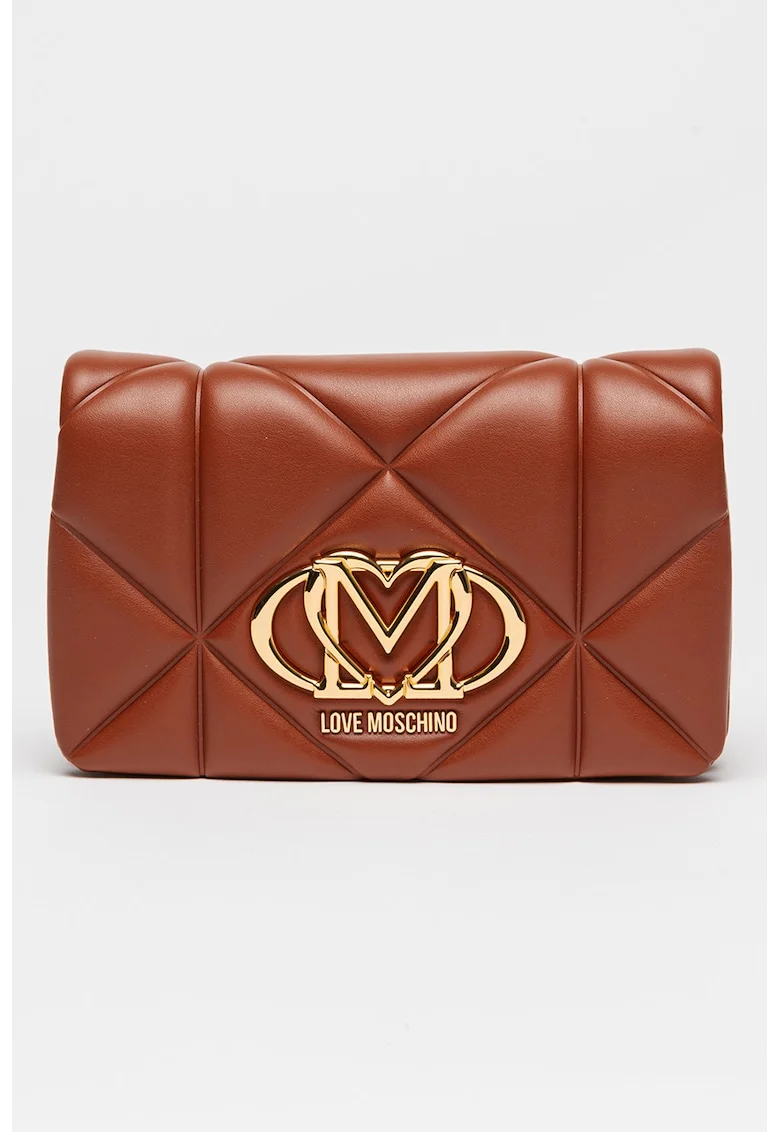 Geanta crossbody de piele ecologica cu lant, Maro scortisoara