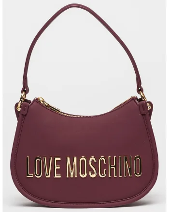 Geanta crossbody de piele ecologica cu logo metalic, Violet