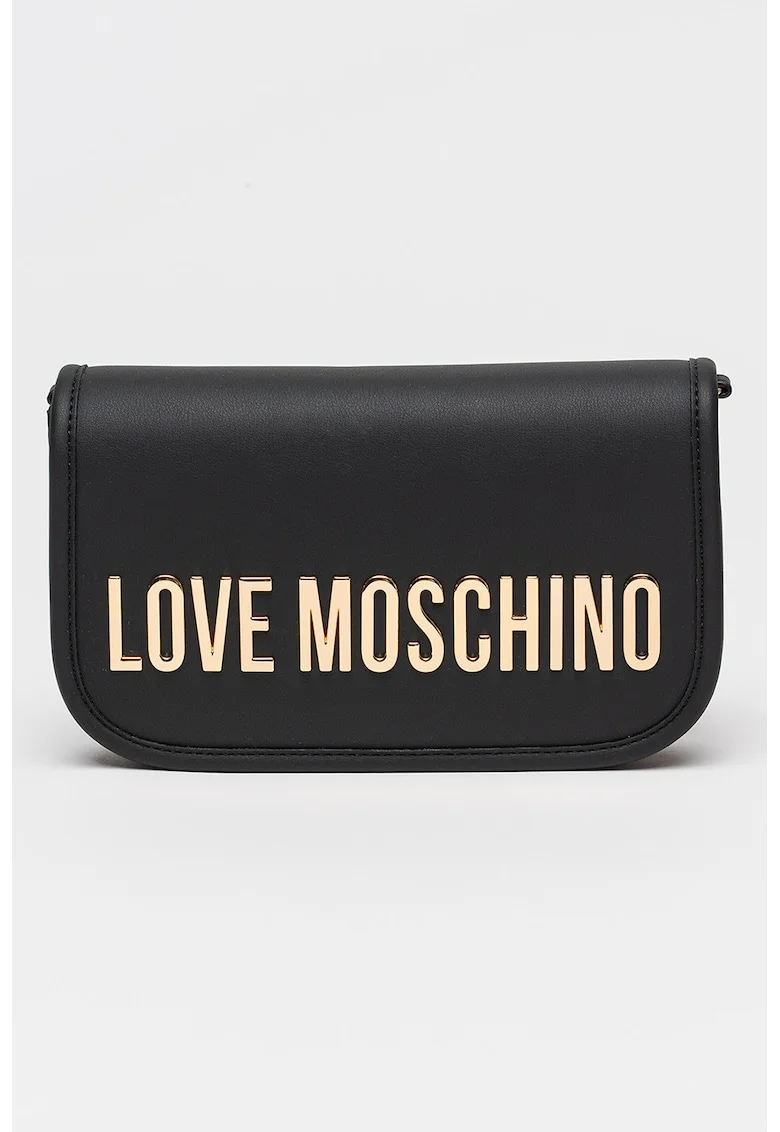Geanta crossbody de piele ecologica cu clapa, Negru