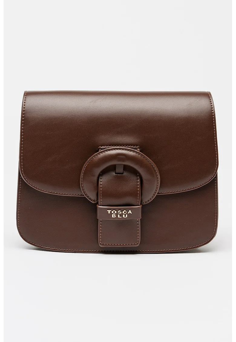 Geanta crossbody din piele ecologica, Maro pamantiu