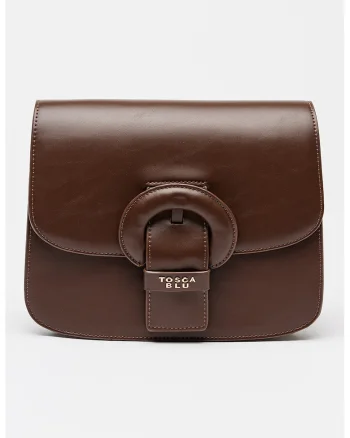 Geanta crossbody din piele ecologica, Maro pamantiu