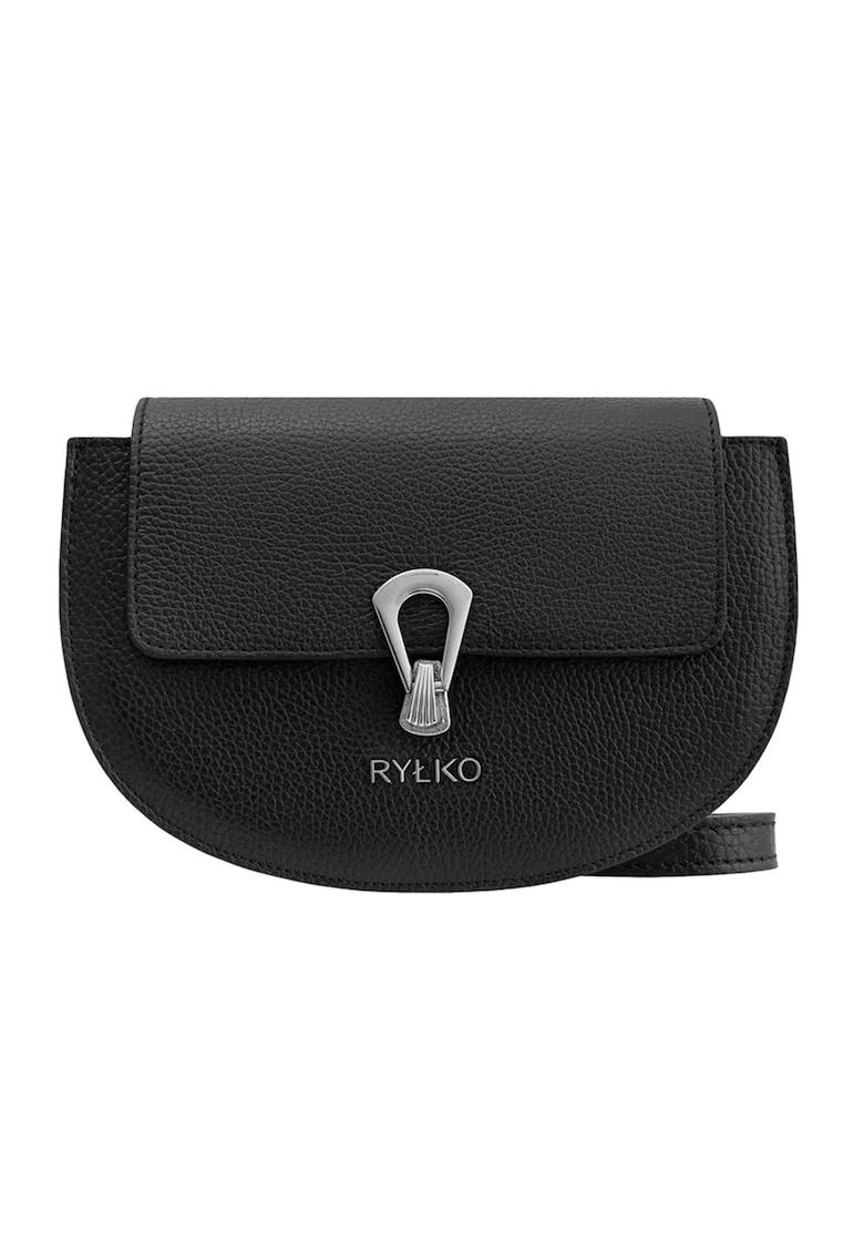 Geanta crossbody din piele cu bareta detasabila, Negru
