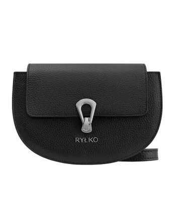 Geanta crossbody din piele cu bareta detasabila, Negru