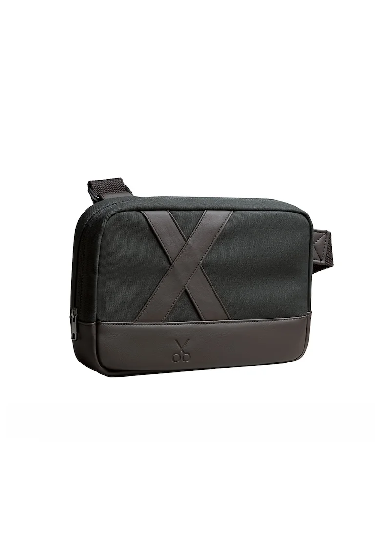 Geanta crossbody unisex Nougrod, Maro inchis/Kaki pal
