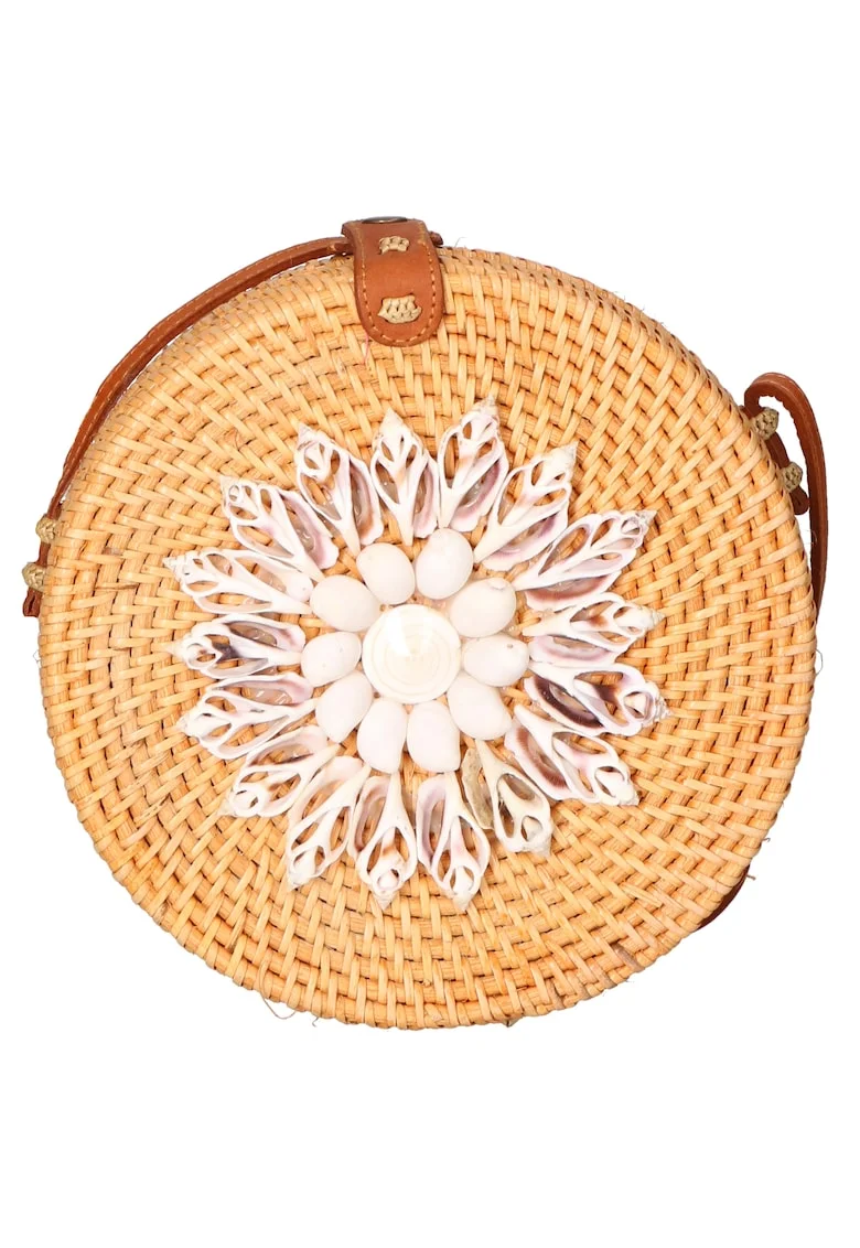 Geanta crossbody din paie, Maro/Maro camel
