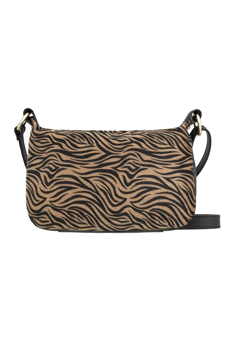 Geanta crossbody cu bareta ajustabila, Negru/Maro camel