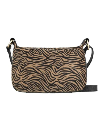 Geanta crossbody cu bareta ajustabila, Negru/Maro camel