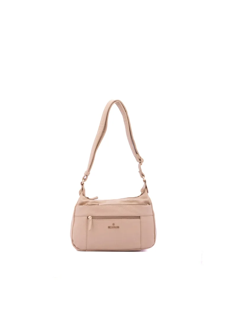 Geanta crossbody din piele ecologica, Maro camel