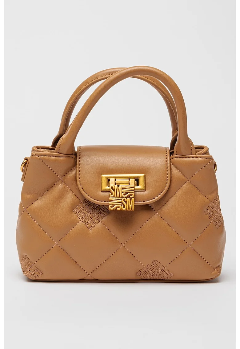 Geanta crossbody de piele ecologica cu logo Bosco, Maro/Maro camel