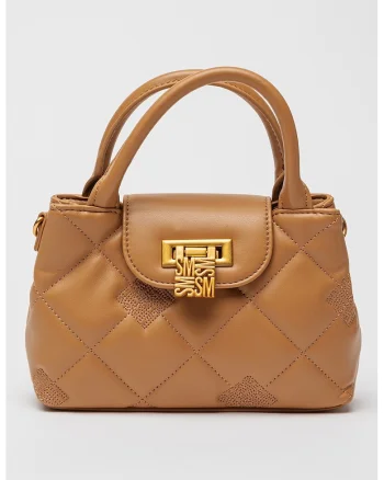 Geanta crossbody de piele ecologica cu logo Bosco, Maro/Maro camel