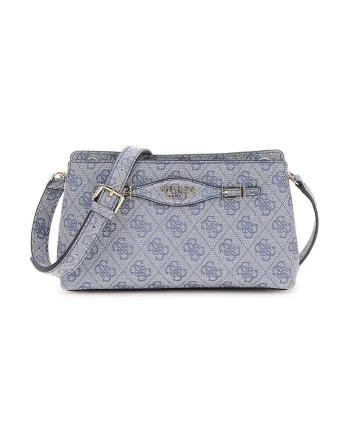Geanta crossbody din piele ecologica cu model, Albastru petrol