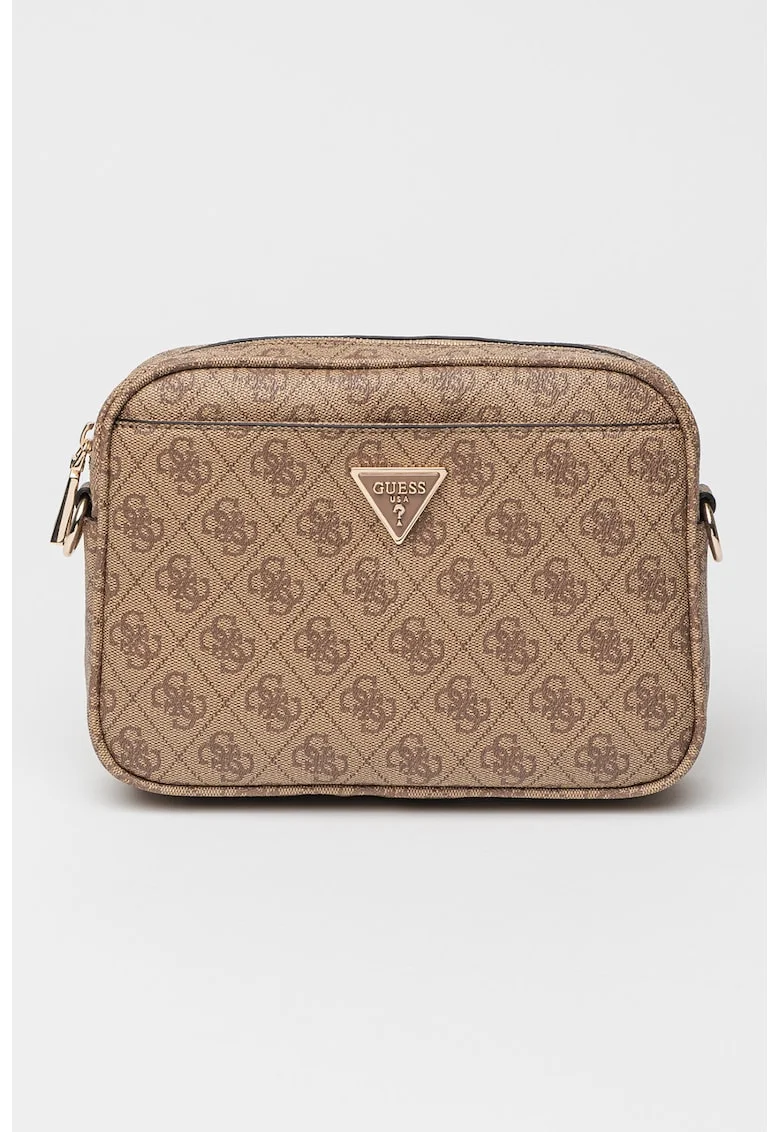 Geanta crossbody din piele ecologica cu model logo Meridian, Maro camel