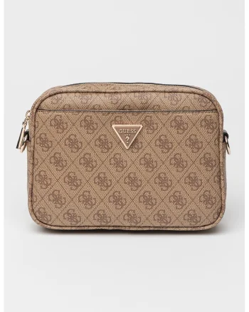 Geanta crossbody din piele ecologica cu model logo Meridian, Maro camel