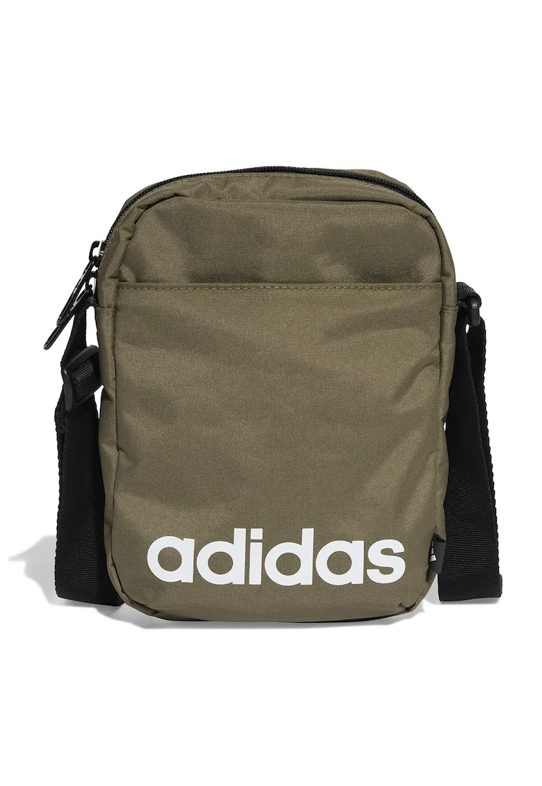 Geanta crossbody cu logo contrastant Linear, Alb/Verde masliniu